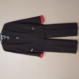 Perceptions Black w Red Trim and Pinstriped 2 Piece Suit Size 14